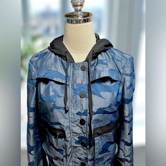 🔥 Blanc Noir Skyfall Camo Print Aviator Jacket Camo Hooded Size S - Picture 9 of 16
